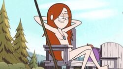 accurate_art_style animated casual disney female female_only gravity_falls human lifeguard necklace nipples nude outdoors public red_hair sitting smooth_skin solo tagme wendy_corduroy whistle