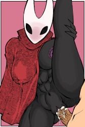 abs anthro areola arthropod artofjiji black_body black_eyes bodily_fluids border cloak cloak_only clothing cum cum_in_vagina cum_inside duo empty_eyes female fit fit_female genital_fluids genitals hi_res hollow_knight_(franchise) hornet_(hollow_knight) human insects male male/female mammal muscular_female navel nipple_outline nipples penetration penis pink_background purple_areola purple_nipples raised_leg red_cloak red_clothing sex simple_background tan_body tan_skin team_cherry thick_thighs vaginal_penetration vulva white_body white_border wide_hips