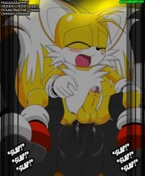 anal anal_sex black_fur femboy fox fur furry_tail hedgehog male multiple_tails nobody147 penis sex shadow_the_hedgehog sonic_(series) tail tails text video_games yaoi yellow_fur young