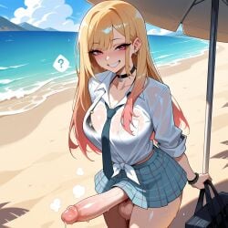 1futa ? ai_generated bag bangs barbell_piercing beach beach_umbrella bead_bracelet beads bikini bikini_under_clothes black_bikini black_choker blonde_hair blue_necktie blue_skirt blush bracelet breasts choker clothing cloud collared_shirt colored_tips day ear_piercing earrings erection futa_only futanari gradient_hair grin gyaru holding huge_cock huge_testicles intersex jewelry kitagawa_marin large_breasts large_penis large_testicles light-skinned_futa long_hair long_sleeves looking_at_viewer lunaart marin_kitagawa miniskirt multicolored_hair my_dress_up_darling necktie ocean outdoors penis piercing plaid plaid_skirt pleated_skirt precum red_eyes sand school_bag school_uniform see-through_shirt shirt skirt sky smile solo sono_bisque_doll_wa_koi_wo_suru spoken_question_mark sweat swimsuit teeth testicles tied_shirt umbrella uniform veins veiny_penis water wet wet_clothes wet_shirt white_shirt