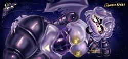 1girls breasts female_only glasses lanovata001 murder_drones night solo solo_female solo_focus tail thick_thighs thighs v_(murder_drones) v_worker_drone wings worker_drone yellow_breasts yellow_eyes
