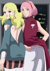 2girls adjusting_clothes ai_generated ass ass_focus backless_dress bare_thighs big_ass blush bob_cut boruto:_naruto_next_generations bottomless bottomless_female bracelet breasts bubble_ass bubble_butt china_dress chinese_clothes clothing delta_(boruto) dress dress_lift facial_mark female female_focus female_only forehead_mark from_behind green_eyes hairband hokage_office huge_ass lifted_by_self light-skinned_female light_skin long_hair multiple_girls naruto_(series) ninrubio office pants petite pink_eyes pink_hair pinup presenting presenting_ass rear_view sakura_haruno shoulder_length_hair showing showing_ass showing_off showing_off_ass sleeveless sleeveless_dress smile solo solo_focus striped_pants uchiha_symbol viewed_from_behind white_skin yellow_hair
