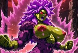 1girls abs ai_generated aura big_breasts bio_broly bio_warrior breasts breasts_out broly broly_(dragon_ball_z)_1993 dragon_ball dragon_ball_gt dragon_ball_z female female_focus female_only fists_clenched genderbend genderbent genderswap genderswap_(mtf) green_skin green_skinned_female illustrious_(stable_diffusion) monster monster_girl mtf_crossgender nightmare_waifu no_irises no_pupils purple_aura purple_fur purple_hair purple_hair_female red_eyes red_eyes_female red_nipples rule_63 saiyan saiyan_female scream screaming shonen_jump shounen_jump slime slime_monster solo solo_female solo_focus spiked_hair spiky_hair ssj4 super_saiyan_4 toei_animation weekly_shonen_jump weekly_shounen_jump what_if