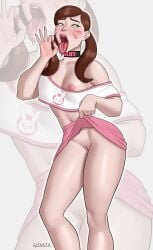 1girls ahegao ahegao_face blowjob_gesture d.va discko_d.va felatio_gesture flashing ghasta hana_song hi_res high_resolution light-skinned_female overwatch solo tongue_out