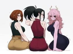 3girls ashido_mina ashido_mina_time-skip ass ass_bigger_than_head ass_bigger_than_torso ass_focus ass_in_dress big_ass boku_no_hero_academia boku_no_hero_academia_(finale) bubble_butt dress fat_ass female female_only gluteal_fold handbag horns huge_ass large_ass massive_ass milf mina_ashido mina_ashido_time-skip momo_yaoyorozu my_hero_academia my_hero_academia_(finale) ochako_uraraka pink_hair pink_skin post-timeskip ratatatat74 rear_view solo thick_ass thick_thighs uraraka_ochako yaoyorozu_momo