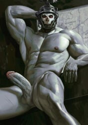 1boy call_of_duty call_of_duty_modern_warfare_2_(2022) ghost_(modern_warfare_2) jacket male male_only muscular qai_san scar simon_riley solo erect_penis erection muscular_male thick_penis veiny_penis huge_cock big_penis large_penis horny abs pecs dilf gay pubic_hair nude_male nude completely_nude soldier masked masked_male military army scars curved_penis