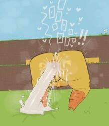 2026 2_toes all_fours anthro anus ass avian big_butt bird bodily_fluids chica_(fnaf) chicken cum cum_expulsion cum_inside cum_on_feet cum_on_ground excessive_cum excessive_genital_fluids exclamation_point faceless_anthro faceless_character faceless_female feet female five_nights_at_freddy's galliform gaping gaping_anus genital_fluids genitals heart_symbol hewa hi_res huge_butt inflation microsoft minecraft moan mojang motion_lines nude on_ground orange_anus orange_vulva outside phasianid scottgames shaking solo thick_thighs toes trembling vulva xbox_game_studios
