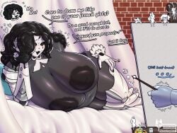 absurd_res bed bedroom_eyes belly big_breasts biomechanical breasts clothing curvy_figure draw_me_like_one_of_your_french_girls duo female follie_(warframe) furniture glistening glistening_body hi_res huge_breasts huge_filesize humanoid lecookiewolf legwear lying lying_on_bed male meme narrowed_eyes not_furry on_bed on_side seductive slightly_chubby squish teasing thick_thighs thigh_squish warframe wide_hips
