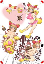 alternate_costume boots breast_squeeze breasts broken_rape_victim cosplay crop_top crotch_rub ejaculation fennekin fennekin_(cosplay) human microskirt nintendo nipples paw_gloves pokemon pokemon_(anime) pokemon_(cosplay) pokemon_(species) pokemon_xy rakugaki rape serena_(pokemon) sex shuckle tentacle vaginal_penetration