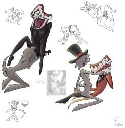 animal_genitalia blowjob caine caine_(tadc) caine_(the_amazing_digital_circus) dog_tail dominant dominant_female height_difference male_focus reptile_penis spread_butt straight submissive_male sucking_off sucking_penis tentacle_penis the_amazing_digital_circus