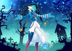 1boy allenhara balls bats better_version_at_source blue_background blue_hair blue_penis bottomless clothed clothing cock_ring costume cowboy_shot crescent_moon detailed_background erection fangs femboy gardevoir graveyard halloween hat huge_balls huge_cock humanoid humanoid_penis hung_femboy hung_trap jester jester_hat jingle_bell lenn_(allenhara) male male_only medium_hair night night_sky original original_character partially_clothed penis pokemon pokemon_(species) solo standing stars thighhighs trees twitter_sample white_skin