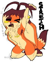 fox fox_ears fox_tail furry furry_ears furry_only furry_tail hybrid nonbinary stretching tired tired_expression vagina