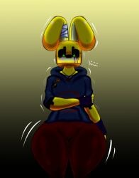 alternate_version_at_source alternate_version_available amero amerobutnsfw big_ass big_ass_(male) black_sclera blonde_hair bunny bunny_boy femboy fursona gay green_eyes looking_at_viewer nervious original_character rabbit self-insert shaking_body square_head uploaded_by_artist yellow_fur