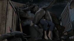 1boy 1girls 3d 3d_animation animated anthro athletic athletic_female crossover deathclaw fallout female female_deathclaw female_on_top human human_penetrating light-skinned_male male monster monster_girl riding scalie sex tagme tail thick_ass_monster white-crow
