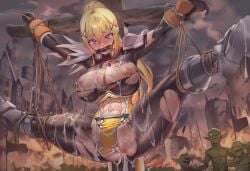 1girls abs after_battle after_rape ai_generated anus arms_up aroused aroused_female ass bad_end big_breasts bit_gag bondage bound_ankles bound_wrists breasts bukkake captured child_bearing_hips crazy_eyes crazy_smile cross cum_in_ass cum_in_pussy cum_inside cum_on_abs cum_on_breasts cum_on_clothes cumdrip cumdump curvaceous curvaceous_ass curvaceous_body curvaceous_female curvaceous_figure curvaceous_hips curvaceous_thighs curvy curvy_body curvy_female curvy_figure curvy_hips curvy_thighs darkness_(konosuba) defeated defeated_heroine destruction drooling excited female female_focus female_pervert fire full-face_blush goblin goblin_male horny horny_female interspecies invasion kono_subarashii_sekai_ni_shukufuku_wo! large_breasts loving_it masochism masochist monster monster_boy multiple_boys muscular muscular_female naughty_face nipple_piercing nipple_rings nokani pussy restrained self_upload sex_slave slave smile spoils_of_war spread_arms spread_legs suspension suspension_bondage tearing_up thick thick_hips thick_legs thick_thighs torn_clothes waifu wide_hips willing_sub