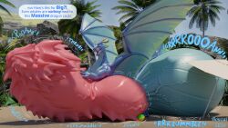 3d_(artwork) ball balls balls_expansion beach beach_ball big_balls big_penis blender_(artwork) blue_body blue_scales bonzaipalmtree dialogue digital_media_(artwork) dragon english_text expansion feral genital_expansion genitals green_eyes growth hand_on_penis hi_res huge_balls huge_cock hyper hyper_balls hyper_genitalia hyper_penis inflatable knot knotted_penis licking licking_lips male motion_lines mythological_creature mythological_scalie mythology on_hind_legs onomatopoeia open_mouth parasol penile_spines penis penis_bigger_than_body penis_expansion scales scalie solo sound_effects spread_wings talking_to_viewer text tongue tongue_out tropical unusual_anatomy unusual_genitalia unusual_penis widescreen wings zai_(bonzaipalmtree)
