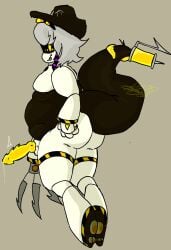 fat fat_ass fat_tail knot leaking_cum male male_only murder_drones n_(murder_drones) obese pawpads simple_background yellow_eyes