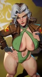 marvel marvel_rivals x-men rogue_(x-men) rogue_(marvel_rivals) renanvp 3d 1girls female female_only female_focus solo light_skin light-skinned_female breasts large_breasts wide_hips thighs thick_thighs looking_at_viewer