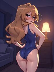 ai_generated aisaka_taiga ass ass_focus butt_crack butt_focus hips indoors inside living_room petite_body petite_female room swimsuit taiga_aisaka toradora! tsundere