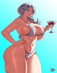 1girls alternate_version_available big_breasts bikini bikini_bottom bikini_top blue_background blue_eyes bottomwear breasts cleavage drink female female_only glass hair hand_on_hip hips holding_drink holding_object jadenkaiba mature mature_female mature_woman micro_bikini milf mother rwby smile solo solo_female swimwear thick_thighs thighs tied_hair topwear white_bikini white_hair wide_hips willow_schnee