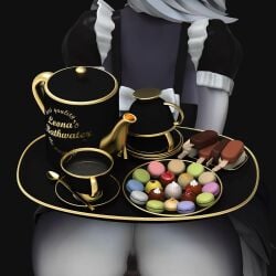 1girls anthro bambookat black_background claws female furry hair hellhound helluva_boss human_furniture loona_(helluva_boss) paws tagme tea_cup tea_pot tea_set video white_fur