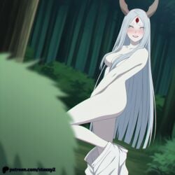 ai_generated anus ass asshole blush breasts gloves high_socks horn horns kaguya_otsutsuki long_hair looking_at_viewer nails naruto naruto_(classic) naruto_(series) naruto_shippuden nipples open_mouth otsutsuki_kaguya pink_nipples pink_pussy pussy pussy_juice pussy_juice_drip pussy_juice_string sharp_nails socks spread_legs spread_pussy wet_pussy white_body white_hair white_skin