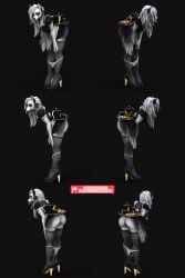 1girls anthro bambookat black_background claws female furry hair hellhound helluva_boss human_furniture loona_(helluva_boss) paws tea_cup tea_pot tea_set white_fur