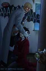2boys alexander_anderson alucard_(hellsing) blowjob blush comedy cry_ptidd dilf embarrassed english_text getting_caught hellsing kinktober kinktober_2025 kneeling kneeling_oral_position on_knees opening_door oral oral_sex penis pov priest saliva screaming seras_victoria vampire walk-in walked_in_on yaoi