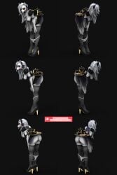 1girls anthro bambookat black_background claws female furry hair hellhound helluva_boss human_furniture loona_(helluva_boss) paws tea_cup tea_pot tea_set white_fur