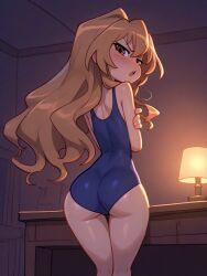 ai_generated aisaka_taiga ass ass_focus butt_crack butt_focus hips indoors inside living_room petite_body petite_female room swimsuit taiga_aisaka toradora! tsundere