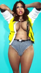 1girls 2k_games 3d 3d_(artwork) 3d_render 4k 4k_resolution 4k_uhd absurd_res absurd_resolution absurdres areolae areolae_slip areolae_visible_through_clothing asian asian_female belly_button belt big_breasts biracial biracial_female blue_background blue_eyes bomber_jacket braless breasts brown_hair brown_hair_female brunette-haired_female brunette_female brunette_hair celebrity clothed clothed_female cyan_background eyebrows eyelashes eyeshadow female female_focus female_only fit fit_body fit_female giulia_(wwe) hand_on_hair hands_behind_head hi_res high_quality high_resolution highres huge_breasts human human_female human_only italian italian_female jacket jacket_open japanese japanese_female jean_shorts jeans long_hair long_hair_female looking_at_viewer medium_thighs nipple_slip nipples nipples_visible_through_clothing open_mouth pinup pinup_pose provocative provocative_pose real_person realistic red_lipstick self_upload shorts simple_background solo solo_female solo_focus suspenders suspenders_on_breasts suspenders_on_nipples teeth teeth_showing toned toned_body toned_female tongue tongue_out uhd video_games virt-a-mate virtamate wrestler wwe wwe_2k wwe_2k25 wwe_diva yellow_jacket yellow_jacket_(clothing) yotsuyu_simp