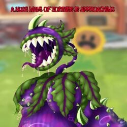 anthro anthrofied ass belly belly_bulge breasts chomper_(pvz) digestion female female_pred flora_fauna hyper passiona_roo plant plant_girl plant_humanoid plantie plants_vs._zombies plants_vs_zombies popcap_games pred sharp_teeth sunflower_(pvz) vore vore_belly
