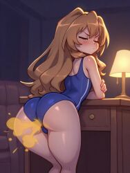 ai_generated aisaka_taiga ass ass_focus bending_over butt_crack butt_focus fart fart_cloud fart_everywhere fart_fetish fart_in_face fart_torture farting farting_in_face gassy gassy_ass gassy_female hips indoors inside living_room petite_body petite_female room swimsuit taiga_aisaka toradora! tsundere
