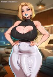 1futa aesterai ai_generated areola_slip bare_shoulders big_breasts big_penis blonde_hair blue_eyes blue_lips blue_nails breasts bulge cleavage cleavage_cutout clothing_cutout covered_nipples covered_penis crop_top earrings emma_frost emma_frost_(marvel_rivals) erection erection_under_clothes futanari hands_on_own_hips hi_res high_resolution highres hoop_earrings huge_breasts huge_cock imminent_fellatio imminent_oral indoors jewelry large_breasts large_penis large_testicles lipstick long_skirt looking_at_viewer makeup marvel marvel_rivals mature_female mature_futa nail_polish penis pent_up short_hair skirt sleeveless sleeveless_sweater smile solo testicles throbbing_penis turtleneck veins white_skirt wide_hips