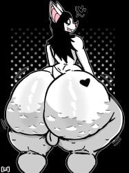 1boy anthro ass ass_bigger_than_head ass_focus backsack balls bat behind_view big_ass big_butt black_hair bubble_butt cellulite chiropteran curvaceous curvy curvy_figure ear_piercing femboy furry ghostfuckrr girly heart huge_ass hyper_ass joan_(ghostfuckrr) long_hair looking_back male male_only nude piercing piercings solo solo_male thick_thighs tongue tongue_out voluptuous voluptuous_male wide_hips