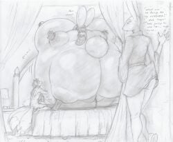 2025 absurd_res air_inflation air_pump anthro ass bed bed_curtains bedroom bedside_table being_watched belly big_belly big_breasts big_butt big_tail blackfox85 blep blush breasts canid canine cassara_rathmore_(blackfox85) close_to_bursting clothing creaking creaking_belly english_text envy expansion expansion_sound_effect female fox fox_spirit furniture furniture_lamp gin_(blackfox85) group hi_res hose hose_in_vagina hose_inflation huge_belly huge_breasts huge_butt huge_thighs hyper hyper_belly hyper_breasts hyper_butt hyper_thighs inflated_belly inflated_breasts inflated_butt inflated_ears inflation kneeling lagomorph leporid long_ears looking_at_another looking_pleasured lying male mammal monochrome motion_lines multi_tail nightgown nipples nude nude_female nude_male on_bed on_front puffed_cheeks pumping rabbit rear_view scar scut_tail short_tail spherical_breasts spherical_inflation standing tail text thick_thighs thought_bubble tongue tongue_out traditional_media_(artwork) trio wide_hips yonna_(blackfox85)
