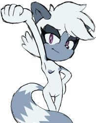 arm_up armpits ass bare_legs completely_nude grey_fur grey_hair groin idw_publishing legs lemur nipples nude petite purple_eyes pussy sega small_breasts smile sonic_(series) sonic_the_hedgehog_(idw) striped_tail tail tangle_the_lemur teenage teenage_girl teenager tomboy underwear vagina velocity_(artist)
