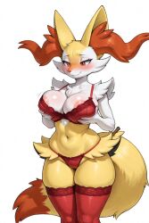 1anthro 1female 1girls ai ai_generated anthro beautiful big_breasts blush bra braixen breast_grab breasts canid canine canis dipstick_tail ears female female_fox fox fox_ears fox_girl frosting.ai fur furry game_freak generation_6_pokemon grabbing_breasts grabbing_own_breast legwear lingerie looking_down motion_lines nintendo nipple_outline orange_eyes panties pink_areola pointy_ears pokemon pokemon_(species) red_bra red_legwear red_lingerie red_panties red_underwear sexy smile smiling snout standing stick tail thick_thighs thighhighs thighs tummy two-tone_body two-tone_fur two-tone_tail underwear vixen white_fur yellow_fur yellow_legs