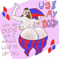 1girls asking_for_it ass ass_cleavage ass_crack ass_focus billinsanity415 bottomwear bottomwear_halfway_down butt_cleavage butt_crack hypnosis pomni_(the_amazing_digital_circus) simple_background tagme the_amazing_digital_circus