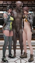 1boy 2girls 3d 3d_(artwork) big_penis blacked dark-skinned_male dark_skin erect_penis erection icedev interracial keyd10iori lily_(stellar_blade) lily_artemis_ii luna_(the_first_descendant) multiple_girls naked naked_male naked_male_with_clothed_female naked_male_with_half_naked_female no_panties no_pants noctryanim nude nude_male nude_male_clothed_female nude_male_partially_clothed_female penis penis_awe self_upload stellar_blade surprised_expression the_first_descendant tracermunch