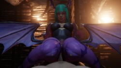1boy 1girls 3d blueberg cfnm clothed clothed_female_nude_male clothing cosplay darkstalkers emilie_de_rochefort female green_hair long_hair male male/female morrigan_aensland_(cosplay) nude nude_male outercourse straight succubus tekken thigh_sex thighjob unseen_male_face wings