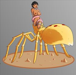 ada_carli black_hair bottomless breasts dark_skin faux_drider femsub large_breasts monster nude oo_sebastian_oo original short_hair spider struggling topless vore