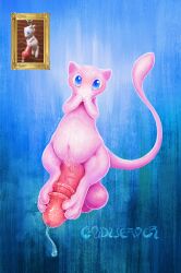 autofootjob balls big_balls big_penis blue_eyes blush bodily_fluids cloudweaver_(artist) crotch_tuft feet feral floating foot_fetish foot_play foreskin generation_1_pokemon genital_fluids genitals glistening glistening_genitalia hand_on_face hi_res huge_cock humanoid_genitalia humanoid_penis hyper hyper_genitalia hyper_penis leaking_precum legendary_pokemon male masturbation mew_(pokemon) mythical_pokemon nintendo paws penis pink_body pokemon pokemon_(species) precum precum_on_penis precum_string reference_inset signature solo tail tuft vein veiny_penis