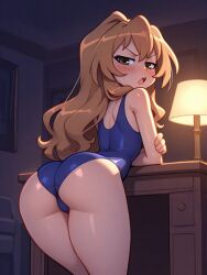 ai_generated aisaka_taiga ass ass_focus bending_over butt_crack butt_focus hips indoors inside living_room petite_body petite_female room swimsuit taiga_aisaka toradora! tsundere