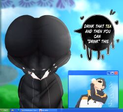 ass ass_in_dress beckoning bent_over black_dress echidna_(re:zero) female from_behind huge_ass microsoft natsuki_subaru notsfwbio praise_da_booty_(meme) re:zero_kara_hajimeru_isekai_seikatsu speech_bubble thick_ass wide_hips windows_xp