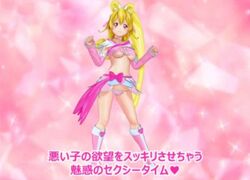 3d aida_mana artist_request blonde_hair breasts clothing cure_heart female long_hair magical_girl nipples panties ponytail precure pretty_cure purple_eyes skirt small_breasts solo tied_hair translation_request underwear