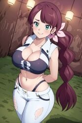 1girls ai_generated big_breasts braid braided_hair breasts chloe_(pokemon) cleavage cleavage_cutout female large_breasts light-skinned_female light_skin pokemon pokemon_journeys ryuzam short_skirt single_braid skirt solo solo_female