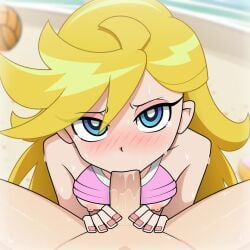 1boy 1boy1girl 1girls ai_generated animated beach bikini blonde blonde_female blonde_hair blowjob bra_lift clothed_female_nude_male cute fellatio fingernails lifted_bra nail_polish no_sound painted_nails panty_&_stocking_with_garterbelt panty_anarchy partial_male penis pink_fingernail_polish pink_fingernails pov randomtriples shorter_than_10_seconds shorter_than_30_seconds sucking sucking_dick sucking_penis tagme video