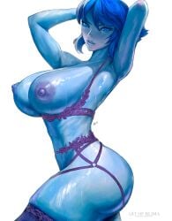 1girls 2024 alien alien_girl alien_humanoid areolae armpits arms_behind_head big_ass big_breasts big_butt blimaxxx blue_body blue_eyes blue_hair breasts cartoon_network female female_only gem_(species) huge_breasts humanoid lapis_lazuli_(steven_universe) large_breasts lingerie lingerie_only looking_at_viewer naked naked_female nipples nude nude_female patreon_username short_hair solo solo_female standing steven_universe stockings white_background