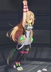 bondage bound bound_arms bound_legs cailin020 clothed clothing core_crystal female female_focus female_only gag gagged human human_only humanoid mythra mythra_(xenoblade) nintendo xenoblade_(series) xenoblade_chronicles_2